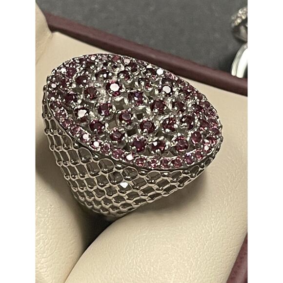 Stunning Sterling Silver Genuine Garnet Dome Ring Signed 925 Size 7 NWOT - Picture 4 of 8